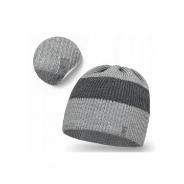 Caciula de iarna barbateasca -  gri deschis - 100% acril - circumferinta 56-60 cm - 1 bucata