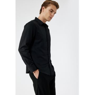 Camasa uni cu guler clasic - Negru