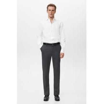 Camasa uni de bumbac cu maneci lungi - Alb