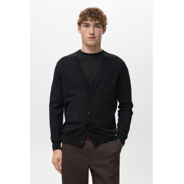 Cardigan din lana cu nasturi - Negru