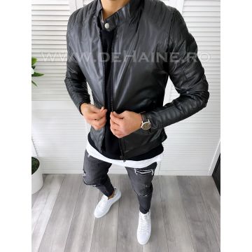 Geaca barbati neagra piele ecologica B7192