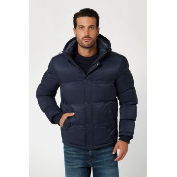 Geaca cu vatelina si gluga - Bleumarin