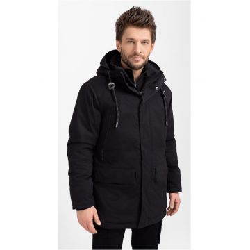Geaca de iarna cu gluga detasabila cu snur - barbati -  J-Durst - Neagra - Negru