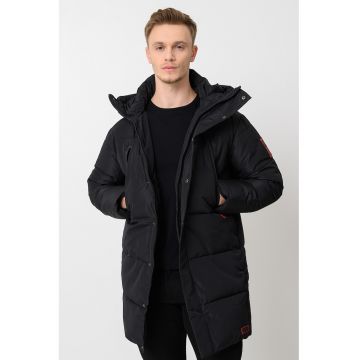 Geaca lunga cu gluga Arwin - Negru