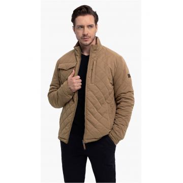 Geaca matlasata casual - barbati - guler ridicat - buzunare -  J-Stony - Bej - Bej