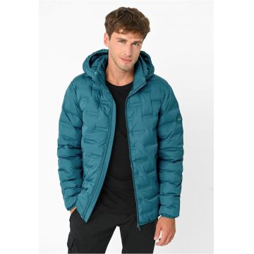 Geaca matlasata cu gluga detasabila - buzunare - sac de compresie -  J-Sintor - Albastru - Albastru