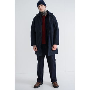Geaca parka cu gluga si buzunare laterale - Bleumarin