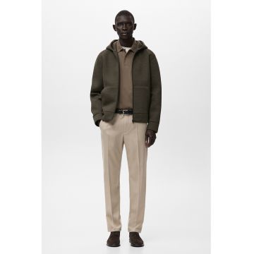 Hanorac cu buzunare si fermoar - Maro taupe