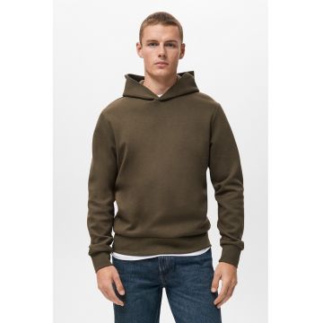 Hanorac cu model uni si mansete elastice cu terminatie - Maro inchis