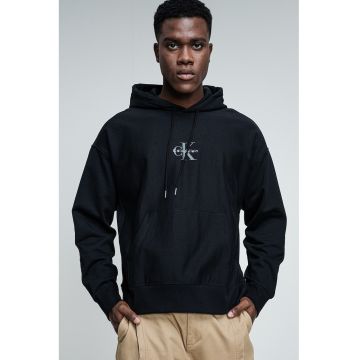 Hanorac din amestec de bumbac cu buzunar kangaroo - Negru