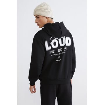 Hanorac lejer cu imprimeu text - Alb/Negru