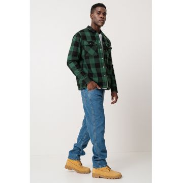 Jacheta-camasa in carouri cu nasturi - Verde/Negru