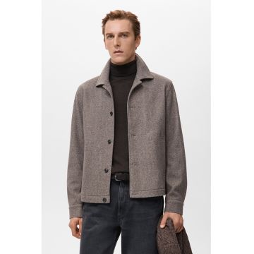 Jacheta-camasa regular fit cu buzunare - Maro melange