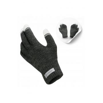 Manusi de iarna pentru barbati -  16180-002 - marime universala - compatibile cu ecranele tactile - prelucrare de inalta calitate - design modern - calduroase - rezistente la scarpaturi - material acrilic - culoare gri inchis - certificate Oeko-Tex®