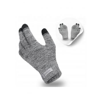 Manusi de iarna pentru barbati -  gri deschis - marime universala - compatibile cu ecranele tactile - prelucrare de inalta calitate - design modern si clasic - placute la atingere - material rezistent la scarpaturi - lungime: aprox. 24 cm - latime: aprox