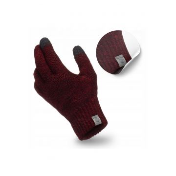 Manusi de iarna pentru barbati -  universale - visinie - compatibile cu ecranele tactile - finisaj de inalta calitate - design modern si clasic - placute la atingere - material rezistent la scarpaturi - lungime: aprox. 24 cm - latime: aprox. 13 - 5 cm