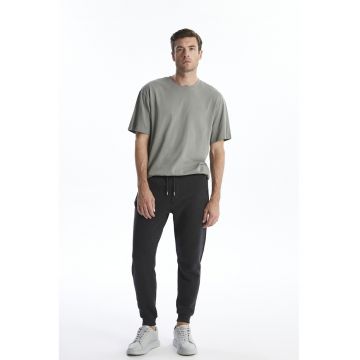 Pantaloni conici de trening cu snur in talie - Gri antracit