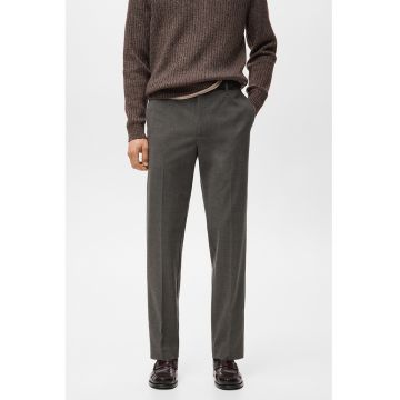 Pantaloni cu talie medie si pensa - Albastru/Gri inchis