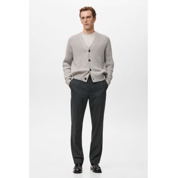 Pantaloni eleganti cu croiala dreapta - Gri inchis