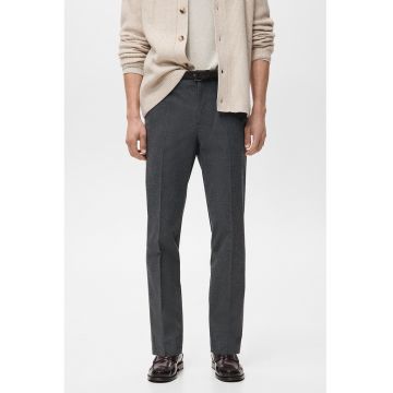 Pantaloni slim-fit cu pliuri - Gri melange