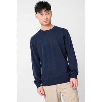 Pulover uni cu decolteu la baza gatului - Albastru ultramarin