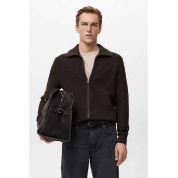 Pulover uni cu fermoar - Maro inchis