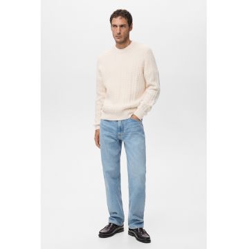 Pulover uni din amestec de lana - Crem