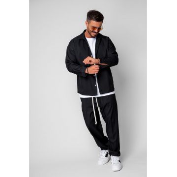 Set Camasa si pantalon lung cu snur Black 19878 - Negru