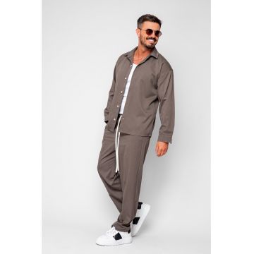 Set Camasa si pantalon lung cu snur Taupe 19886 - Bej