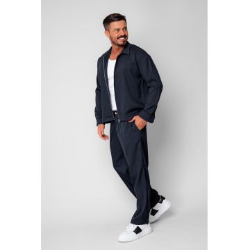 Set Jacheta cu fermoar si pantalon lung Navy 19778 - Bleumarin