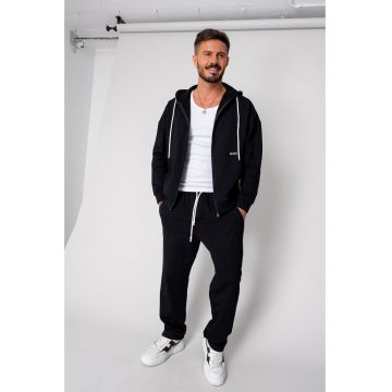 Set Loren din bumbac Jacheta si pantalon Black 19287 - Negru