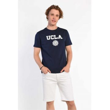 Tricou bărbați -  regular fit - imprimeu logo - albastru -