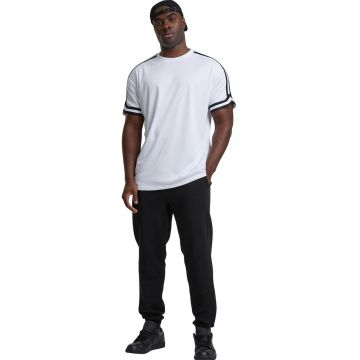 Tricou cu benzi contrastante pe maneci - Alb