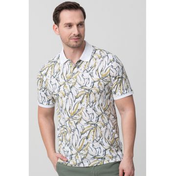 Tricou din amestec de bumbac cu imprimeu Split - Bej/Verde masliniu/Alb murdar