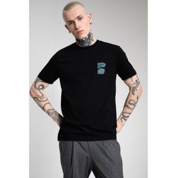 Tricou din bumbac cu decolteu la baza gatului