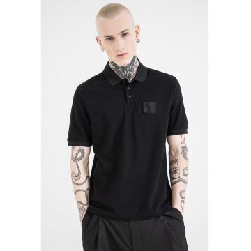 Tricou polo cu aplicatie logo - Negru