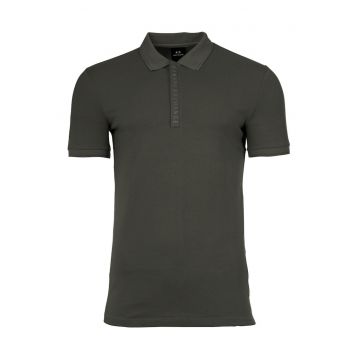 Tricou polo slim fit din amestec de bumbac - Verde masliniu