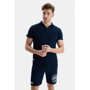 Tricou polo texturat Russel - Bleumarin