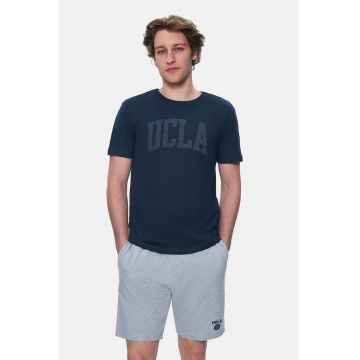 Tricou regular fit - decolteu la baza gatului - imprimeu cu logo - Albastru - CULVER