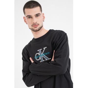 Bluza de bumbac cu imprimeu logo - Negru