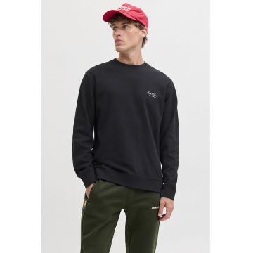 Bluza de trening din amestec de bumbac cu decolteu la baza gatului - Negru