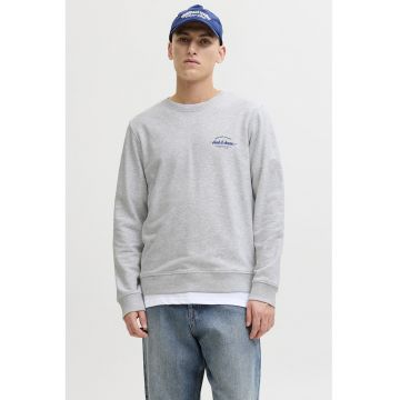 Bluza de trening din amestec de bumbac organic cu logo discret - Gri deschis melange