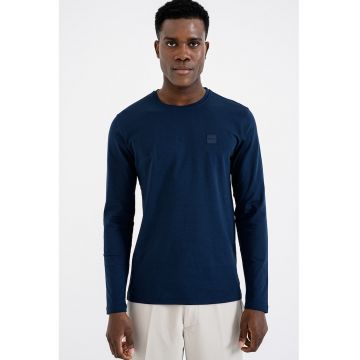 Bluza din bumbac cu aplicatie logo Tacks - Albastru/Bleumarin