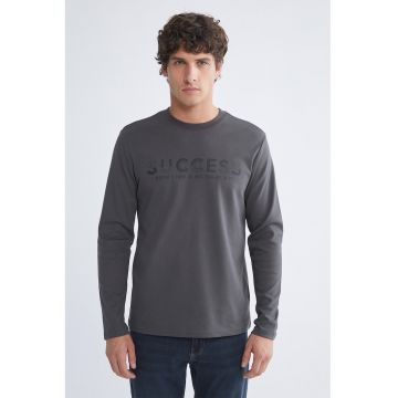 Bluza slim fit cu imprimeu - Gri inchis