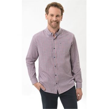 Camasa cu model in carouri  K-Nave pentru barbati - din bumbac - rosu - Regular Fit