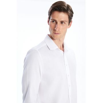 Camasa slim fit cu guler clasic - Alb optic