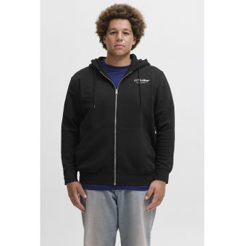 Hanorac din amestec de bumbac organic cu terminatie si mansete elastice - Negru