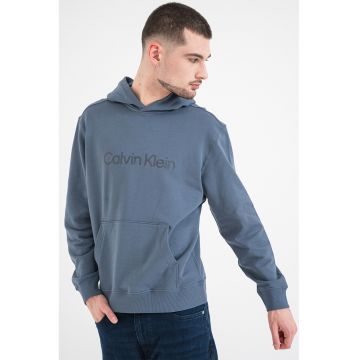 Hanorac din bumbac cu buzunar kangaroo - Albastru prafuit