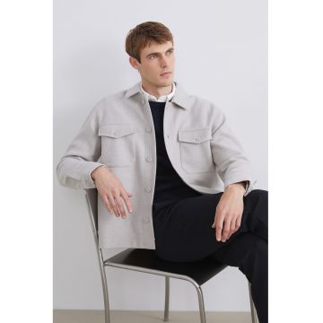 Jacheta-camasa cu buzunare pe piept - Gri deschis