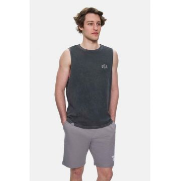 Maiou regular fit - decolteu la baza gatului - imprimeu cu logo - Negru - ELTON - Negru